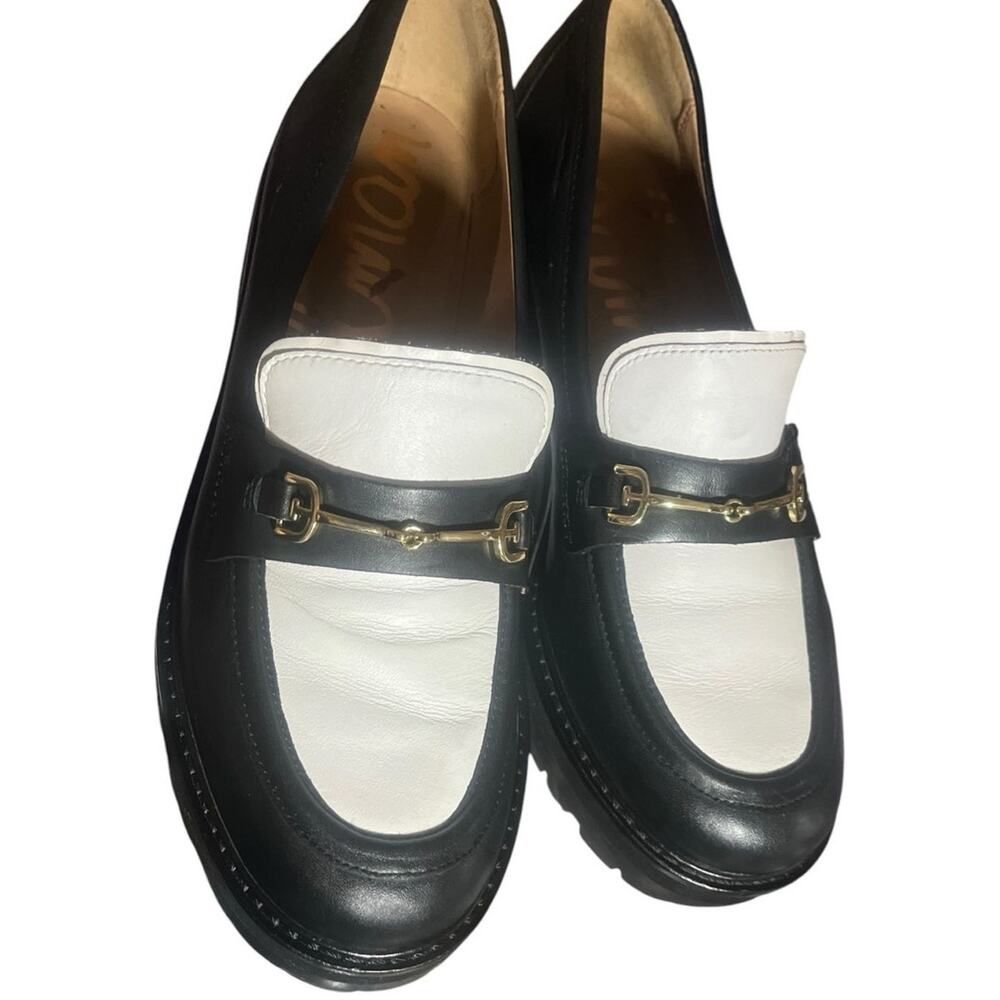 Sam Edelman Women's Tully Black and White Loafers Lug Sole Sz 7 Leather - Picture 3 of 10